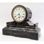 J B Yabsley black marble mantel clock with Roman numerals to the dial, 23.5cm  Condition ReportWe do