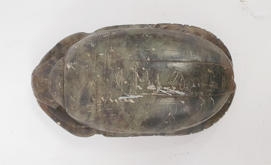 Egyptian carved hardstone scarab, 11cm wide - Image 3 of 8