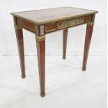 18th century French-style side table, the rectangular top with brass edge, painted/inlaid