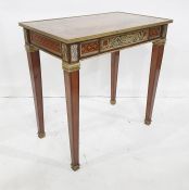 18th century French-style side table, the rectangular top with brass edge, painted/inlaid