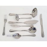 Part set of plated cutlery with bead decoration and various other items of plated and stainless