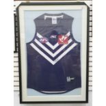 AFL jersey, signed, blue ground with white chevron