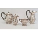 Early 20th century Elkington silver four-piece tea and coffee service comprising teapot (22ozt total