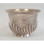 A Victorian silver bowl, engraved 'RMK SEPTr 27th 1886', semi gadrooned, London 1885, maker Josiah