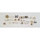 Three various 9ct gold studs, approx 2.4g, quantity of various studs and sundry items