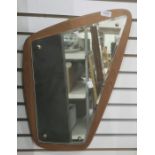 Vintage wall mirror of asymmetric design with bevel glass plate, approx. 39cm wide