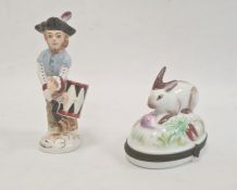 Limoges porcelain cachou box in the form of a rabbit with vegetable, 8cm high and continental