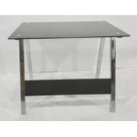 Rectangular glass topped desk on chromed support, 100cm wide and assorted Italian stone pieces