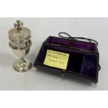 Silver travelling communion set by A R Mowbray & Co Ltd, London 1927, the bowl of the chalice with