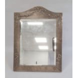 Large silver dressing table mirror by Albert Barker Ltd, London 1904 of rectangular form with arched