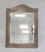 Large silver dressing table mirror by Albert Barker Ltd, London 1904 of rectangular form with arched