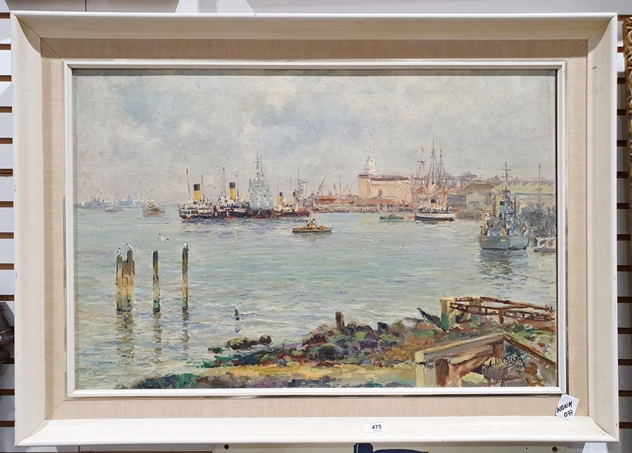 A. Nickolsky (20th century) Oil on canvas Harbour scene Signed lower right and dated 1964 49.5cm x - Image 2 of 3