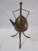Jugendstil brass and copper kettle on tripod stand, 46cm high (with Christies lot label for 28th