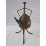 Jugendstil brass and copper kettle on tripod stand, 46cm high (with Christies lot label for 28th