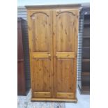 20th century pine two-door wardrobe