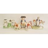 19th century collection of Staffordshire pottery comprising a Toby jug, 21.5cm high, a farmer with