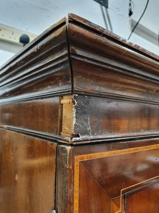 19th century converted mahogany linen press, the moulded cornice above two cupboard doors - Image 4 of 28