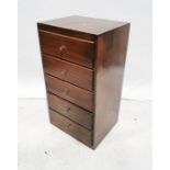20th century narrow chest of five drawers, 50.5cm x 93cm