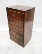 20th century narrow chest of five drawers, 50.5cm x 93cm