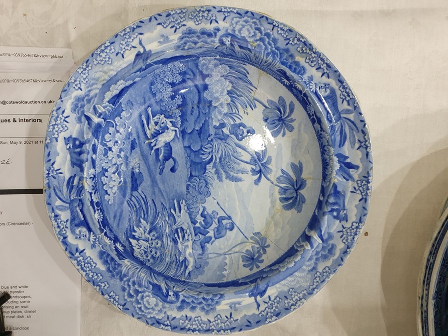 Collection of Staffordshire blue and white pottery, 19th century, variously transfer printed in - Image 46 of 55