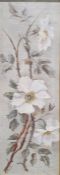 20th century school Oil on boards, set of four White roses Initialled MOB 41.5cm x 14cm (4)