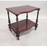 Victorian mahogany serpentine-fronted two-tier etagere on turned, fluted and carved supports, turned