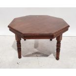 Early 20th century octagonal coffee table on four turned and ring supports, 73cm x 43.5cm