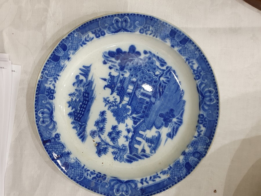 Collection of Staffordshire blue and white pottery, 19th century, variously transfer printed in - Image 40 of 55