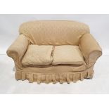 Late 19th/early 20th century two seat sofa in pale gold loose covers