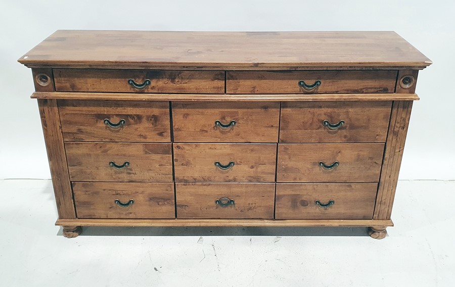 Modern sideboard of 11 assorted drawers, 153cm x 84.5cm Condition ReportScratching and marking to