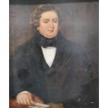 19th century school Oil on board 'William 3rd Earl of Dunmore' Labelled to frame Unsigned