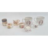 Collection of English and continental porcelain miniature mugs comprising a pair of Ginori mugs