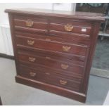 Late 19th/early 20th century mahogany chest of two short over three long drawers, on plinth base,