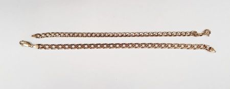 9ct gold curb link bracelet and an Italian gold double curb link marked 9ct, approx. total weight