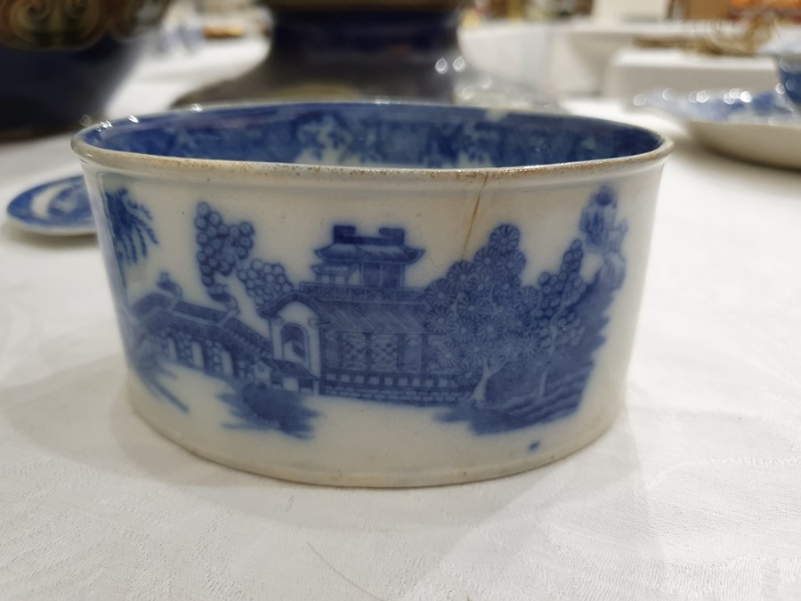 Collection of Staffordshire blue and white pottery, 19th century, variously transfer printed in - Image 15 of 55