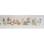 Collection of Staffordshire pottery figures and groups, late 19th century, including two pastille