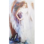 Christine Comyn (Belgium 1957) Limited edition print Young girl in white dress, no. 54/195, 57cm x