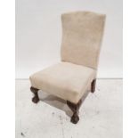 Early 20th century low bedroom chair on cabriole legs and ball feet