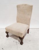 Early 20th century low bedroom chair on cabriole legs and ball feet