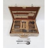 A stainless steel canteen of cutlery in Carl Weill fitted suitcase