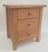 20th century oak chest of three drawers, 45cm x 50cm