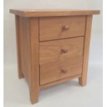 20th century oak chest of three drawers, 45cm x 50cm