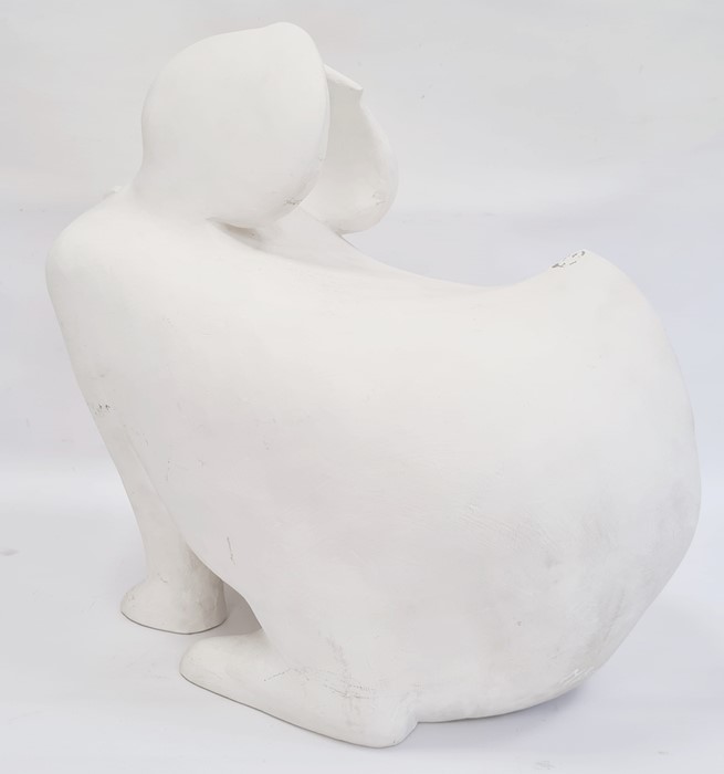 Modern large white painted composition model stylised rabbit, indistinctly signed M Brennan?, 53cm