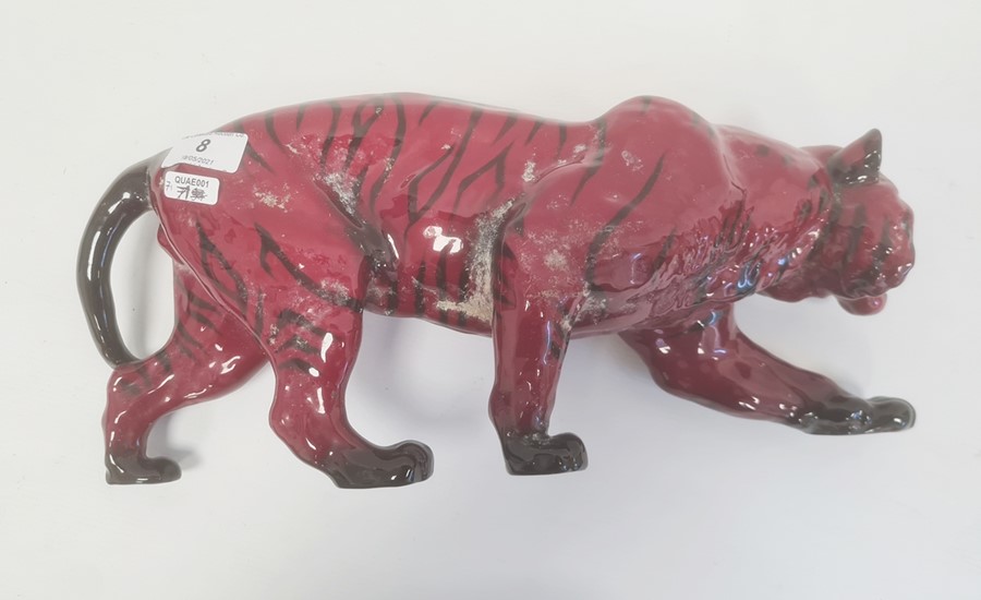 Royal Doulton flambe large tiger, 35cm x 36cm approx.  Condition ReportWhite/cream gunk like - Image 3 of 4