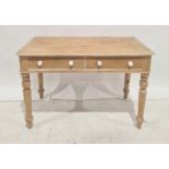Victorian washstand in pine with two drawers, on turned legs and peg feet, 107cm x 70cm Condition