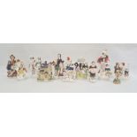 Late 19th century collection of eleven Staffordshire figures and groups, including a pastille burner