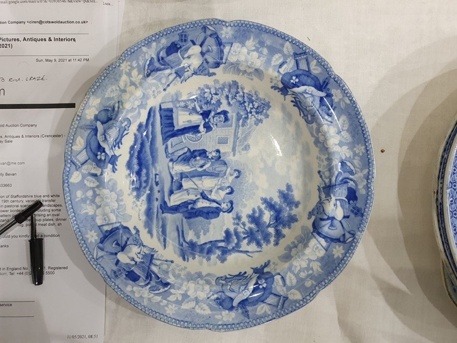 Collection of Staffordshire blue and white pottery, 19th century, variously transfer printed in - Image 49 of 55