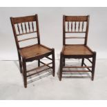 Set of six elm-seated country chairs with bobbin turned backs, turned supports and stretchers (6)