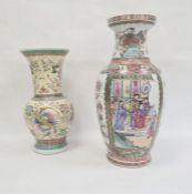 Two Chinese porcelain vases, 20th century, red character marks, the first Cantonese painted with