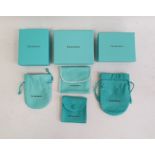 Three Tiffany & Co. jewellery boxes and four Tiffany & Co. cloth jewellery pouches